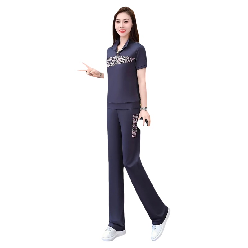 天丝罗马棉休闲运动套装女年夏季新款潮大码女装夏装胖mm宽松