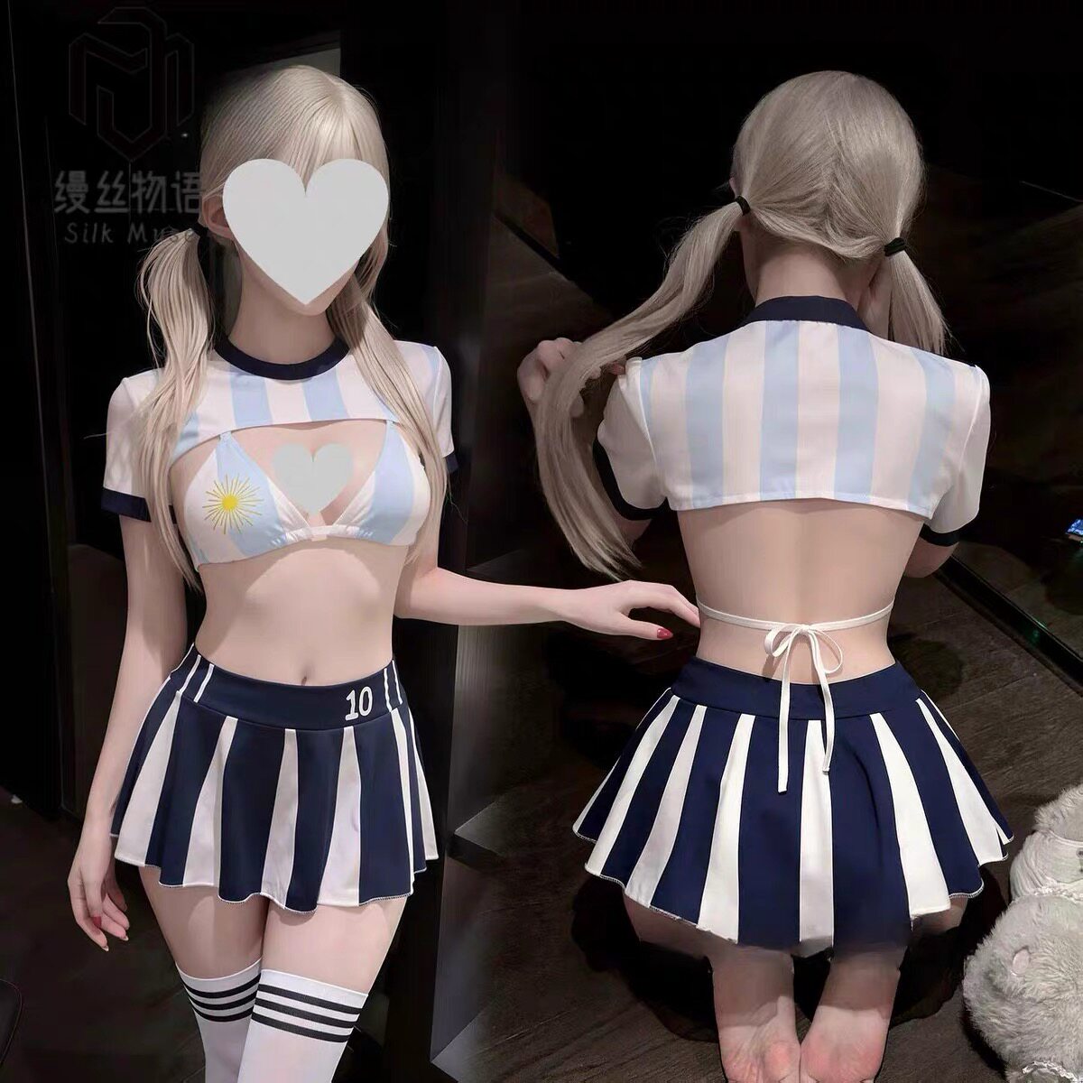 金多家gogo演出服性感纯欲足球宝贝制服透视上衣jk超短裙