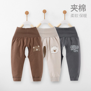 秋季 子男宝婴儿长裤 高腰护肚薄棉外穿 开档裤 40g男宝宝夹棉保暖裤