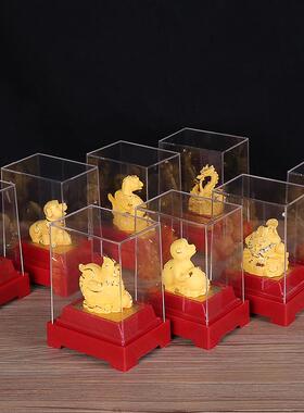 绒沙金十二生肖工艺品摆件会展会销4s店馈赠礼品定制生肖鼠镀金