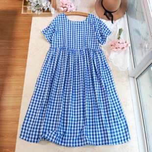 原单纯棉双层棉纱宽松百搭连衣裙 160斤可穿日式 夏新大码 女装