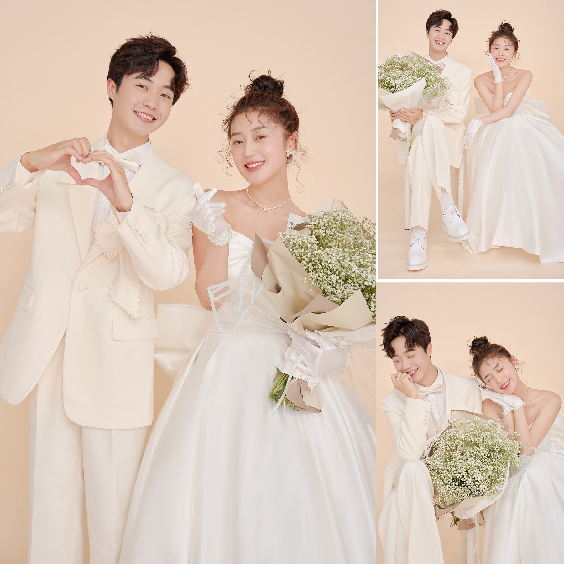 2024新主题影楼展会情侣婚纱照放大样片客片室内纯色韩式单色i492