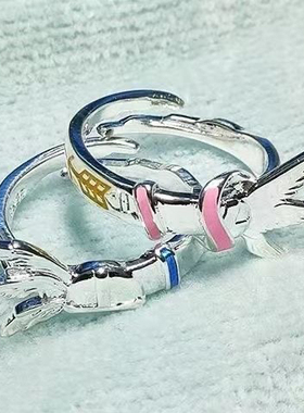 玩物制造 数码宝贝周边天使兽天女兽暴龙太一戒指环动漫男女对戒