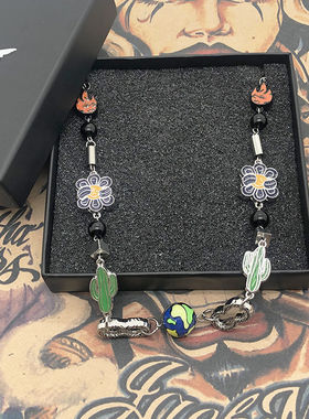 玩物制造 潮牌EVAE仙人掌马蹄地球项链男女2021情侣个性嘻哈街舞