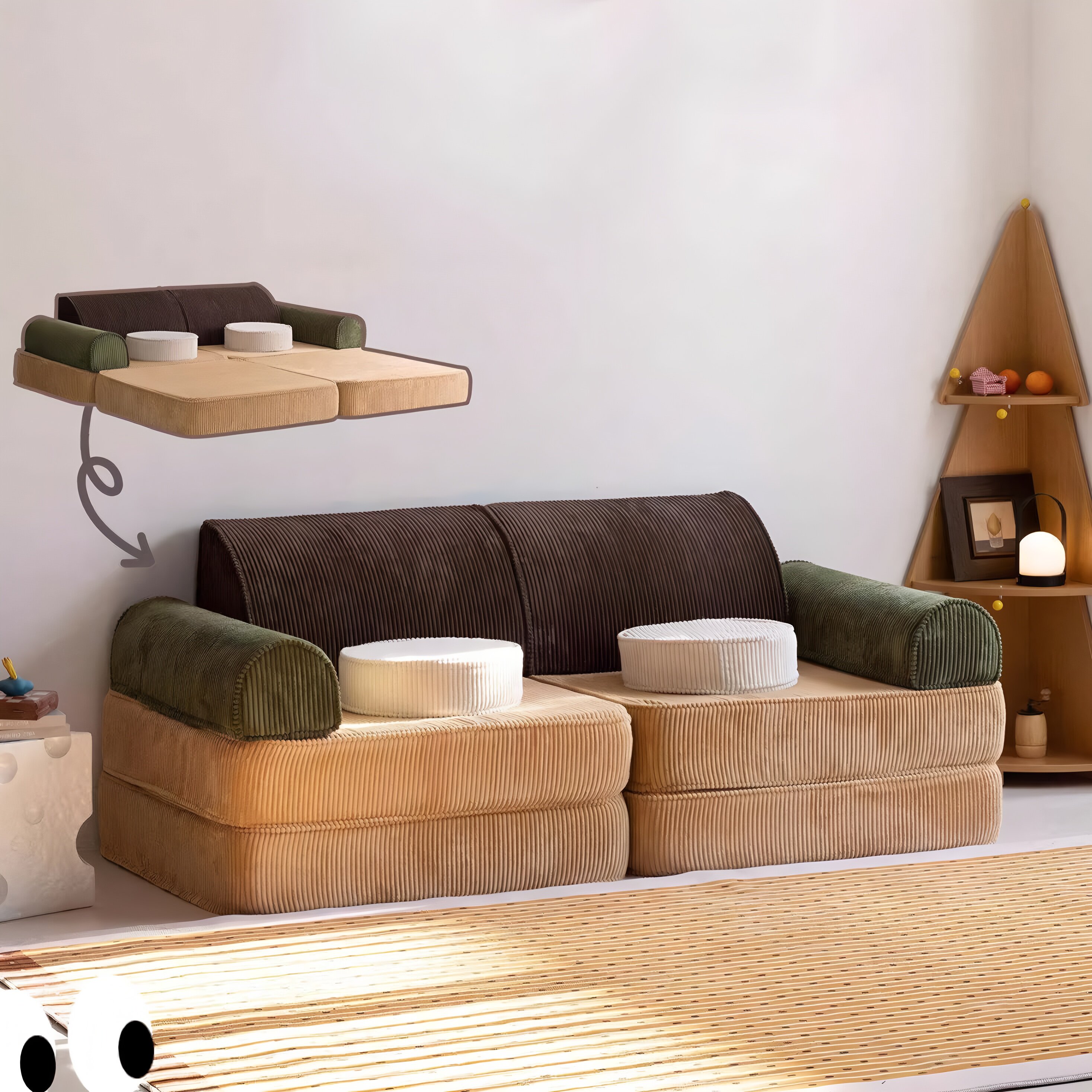 九层糕豆腐块自由组合沙发客厅小户型灯芯绒模块沙发可拆洗沙发床