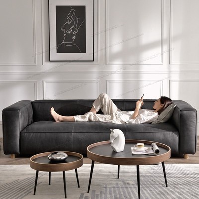 北欧真皮沙发小户型意式极简现代简约三人四人轻奢表情皮沙发客厅