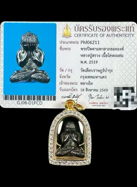 泰式特色正品保证龙婆爽2519必达力泥版意大利钻壳附萨玛空鉴定卡