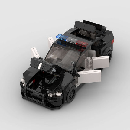 宝马M5警车模型MOC积木汽车8格儿童益智拼装玩具高砖M8福特越野车