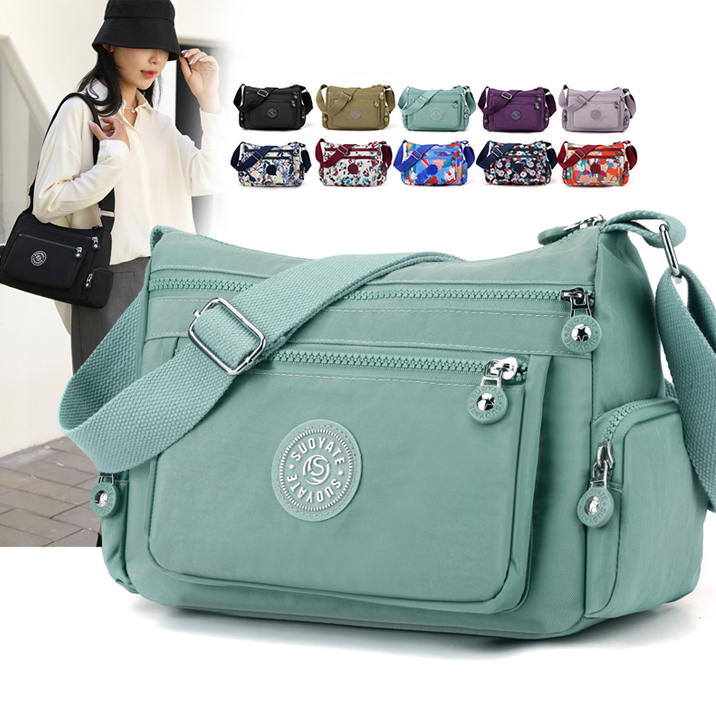 牛津布单肩包女士包包2025大容量尼龙布斜挎包休闲帆布妈妈包女包