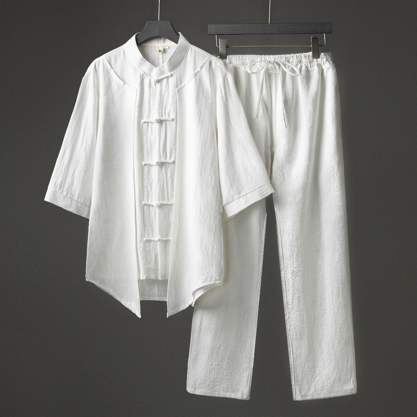 夏季男士棉质立领半袖唐装茶服