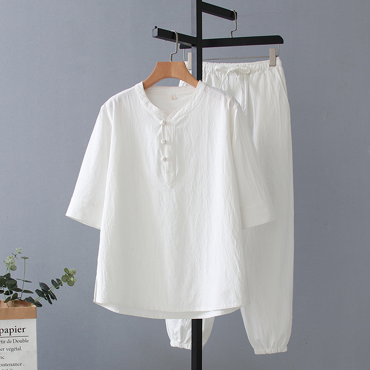 夏季居士服女款禅意棉麻素衣禅服