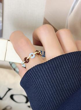 复古气质滴釉水钻圆环戒指