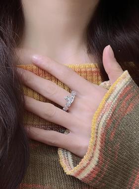 双层锆石土星戒指女生小众设计