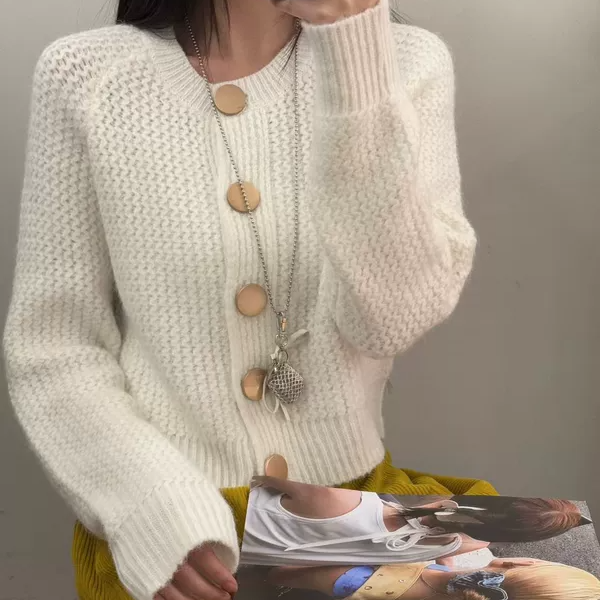 毛衣针织开衫女2025秋季新款韩版宽松显瘦圆领套头百搭针织衫上衣