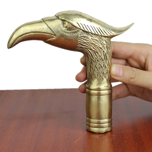 宇卓铜器纯铜拐杖把手黄铜龙头四面佛鹰头拐杖头工艺品摆件