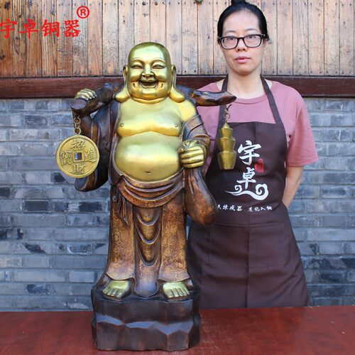 宇卓铜器弥勒佛挑金币佛