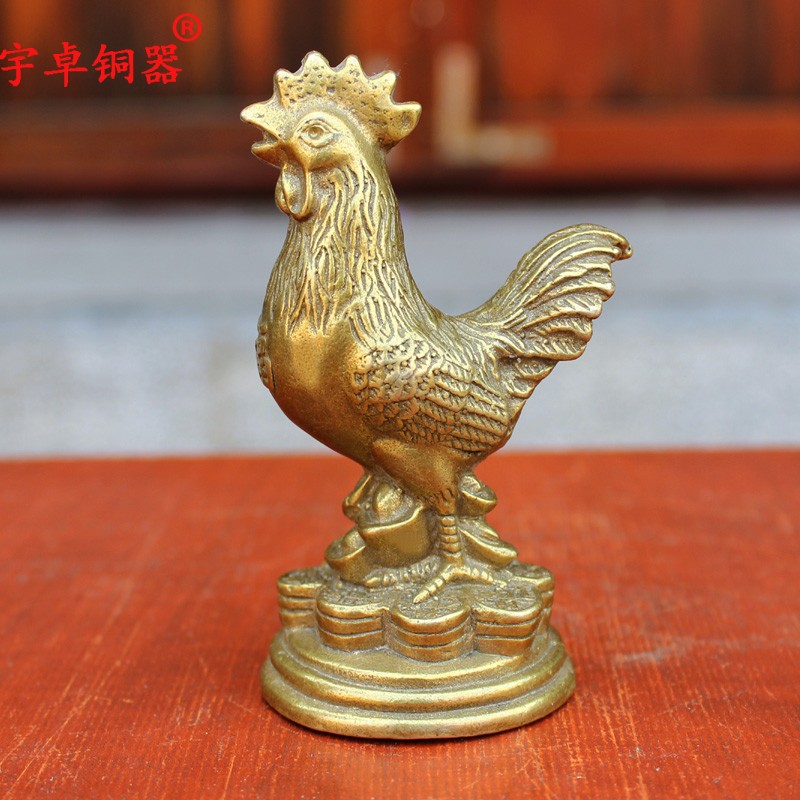 黄铜生肖鸡福字摆件工艺品图片