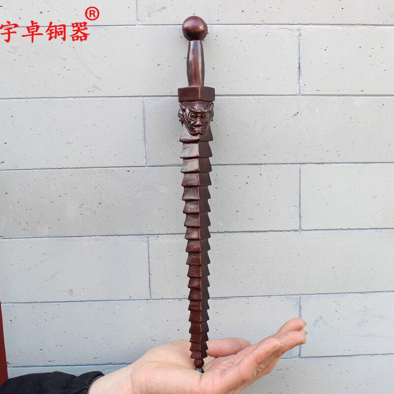 宇卓铜器 纯铜锏 黄铜鞭 赵公明法器 佛堂桌面摆件