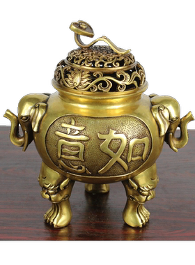 摆件双耳香炉黄铜工艺品