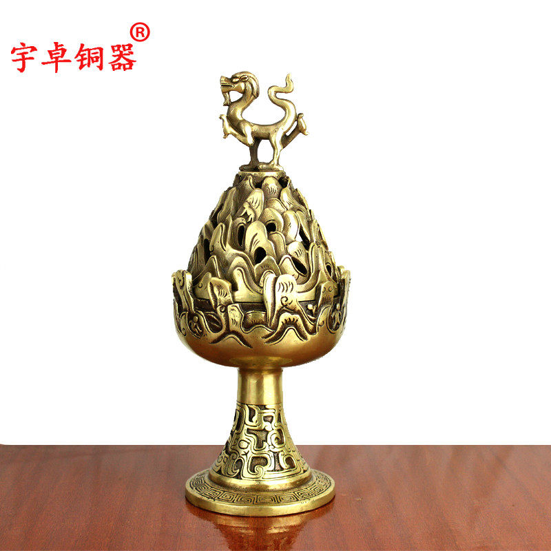 宇卓铜器纯铜博山炉黄铜博山炉白虎博山炉家居装饰工艺品摆件