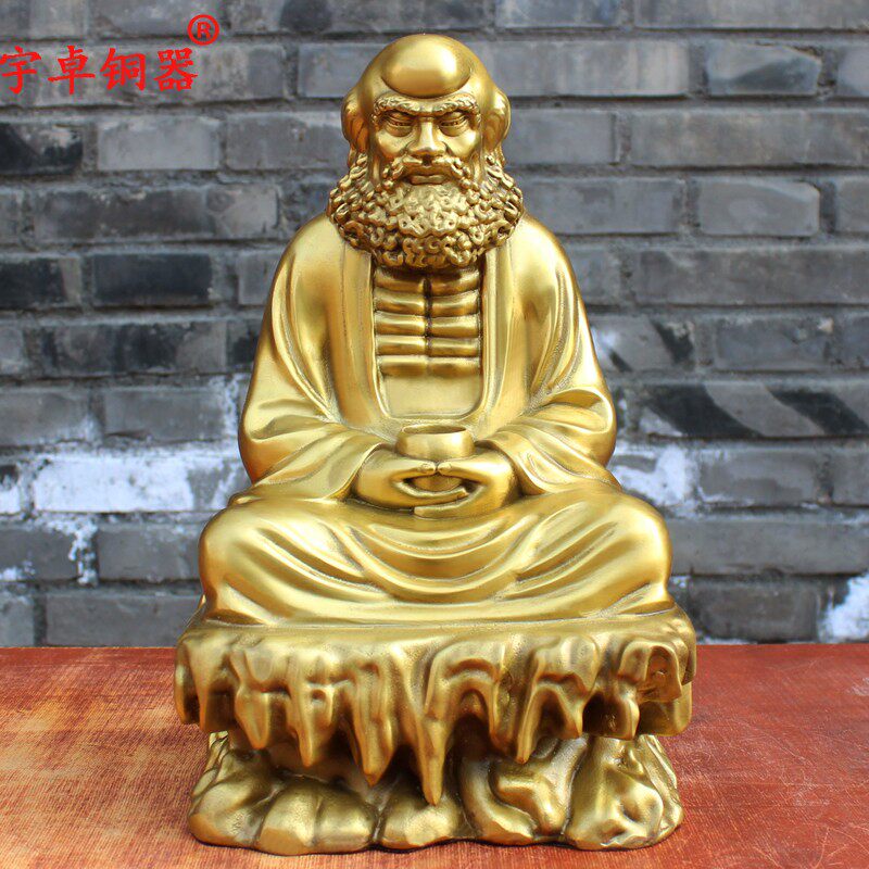纯铜达摩 黄铜达摩祖师 禅意佛像茶室书房门厅雕塑工艺品摆件