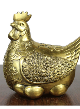宇卓铜器 纯铜鸡黄铜鸡母鸡黄铜母鸡金蛋母鸡工艺品摆件