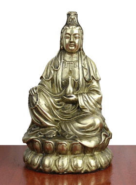 黄铜玉净瓶观世音菩萨像工艺品