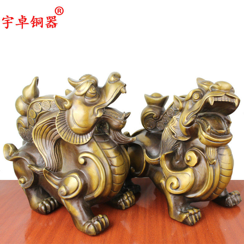 宇卓铜器纯铜貔貅黄铜貔貅背葫芦元宝貔貅家居装饰工艺品摆件