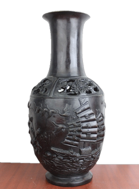 黄铜花瓶年年有余工艺品八骏马