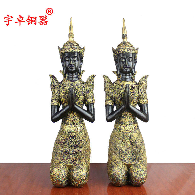宇卓东南亚风格佛像摆件工艺品人物跪佛禅意酒店装饰品树脂跪佛像