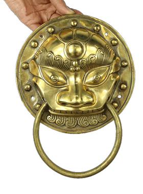 纯铜兽头大门饕餮工艺品摆件