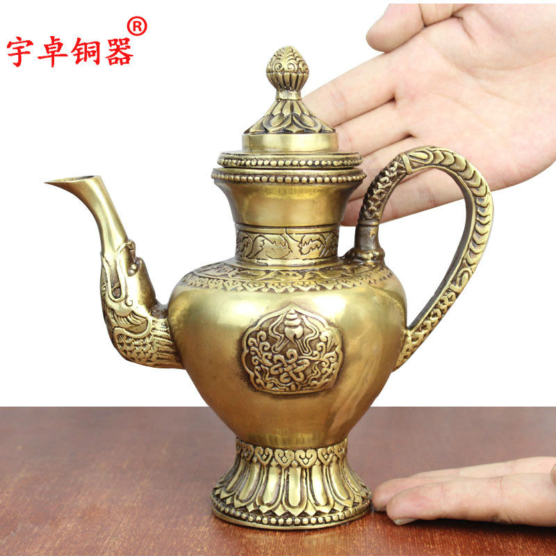 宇卓铜器 纯铜壶黄铜壶铜西藏酒壶水壶茶壶大藏壶工艺品摆件