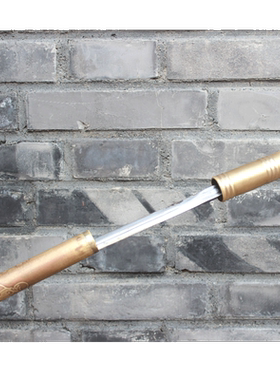 圆头黄铜二人未开刃工艺品拐杖