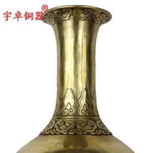 品纯铜黄铜花瓶工艺品摆件龙纹盘龙铜花瓶