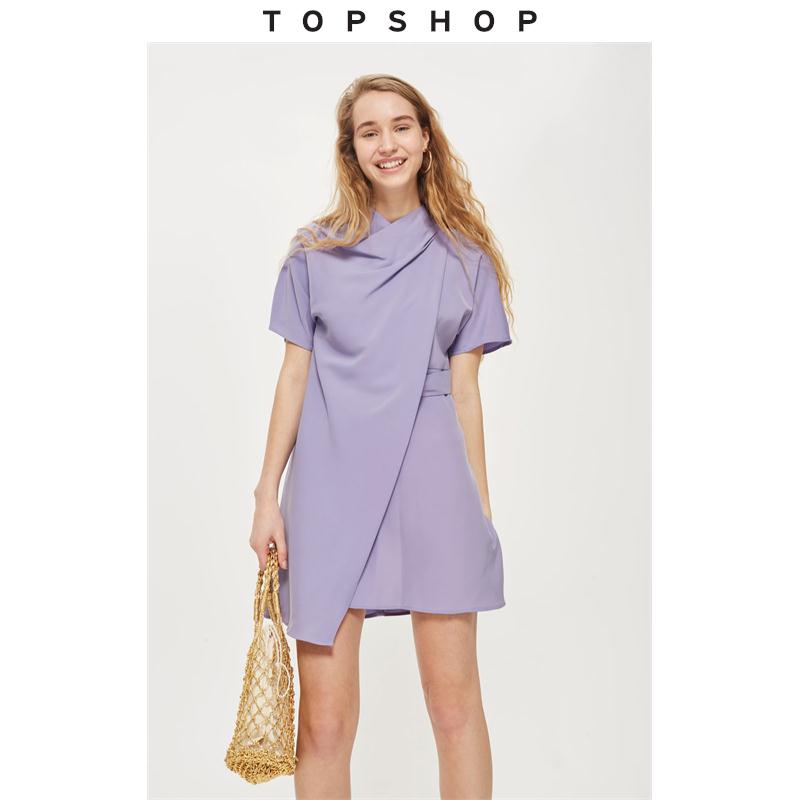 TOPSHOP PETITE嬌小版立領不對稱底擺收腰設計連衣裙26M09LLIL