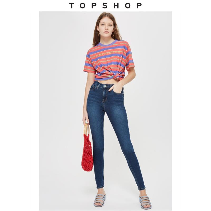 TOPSHOP JAMIE中高腰修身小脚高弹靛蓝色女士牛仔裤02Y12KIND