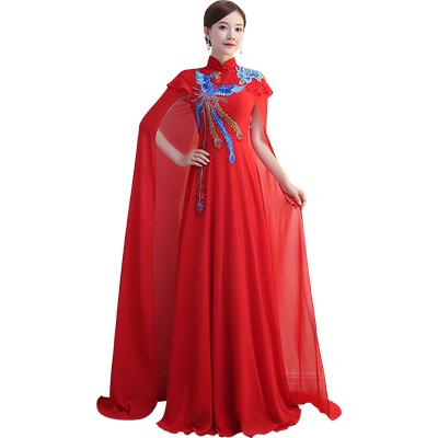 新款优雅风大披风表演服装旗袍