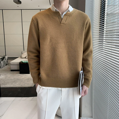 Ретро трикотажный осенний демисезонный свитер, свободный крой