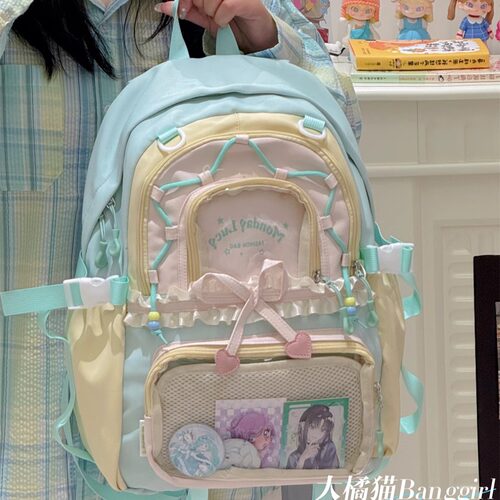 大橘猫日系高颜值花边少女痛包软妹初中女生高中生女大容量双肩包