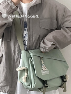 背包潮ins日系原宿复古工装 韩国学生大容量单肩邮差包 斜挎包女男