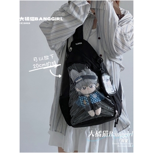 森系可爱少女斜挎包透明层吧唧胸包上课休闲通勤痛包女生单肩挎包