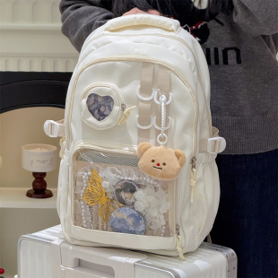日系百搭大容量初中高中学生双肩背包透明吧唧痛包娃包JK可爱书包
