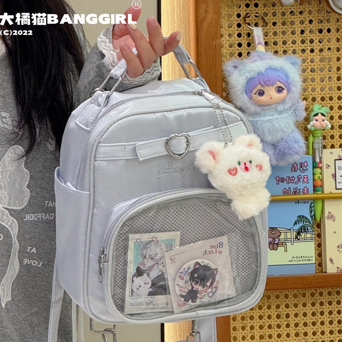 大橘猫3ways痛包可爱小双肩包纯色百搭减龄二次元单肩斜挎痛包包