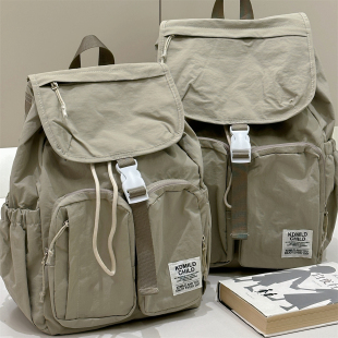 日系简约能装 休闲户外登山双肩包山系纯色大学生轻便防水旅行背包