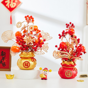2026新年装饰马年发财果福桶摆件过年银行店铺柜台布置装饰用品