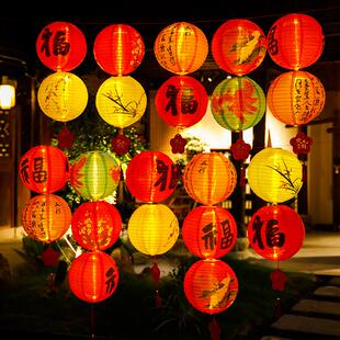 元宵装饰灯笼绸布福字猜灯谜防水防晒中式古风新年场景氛围布置