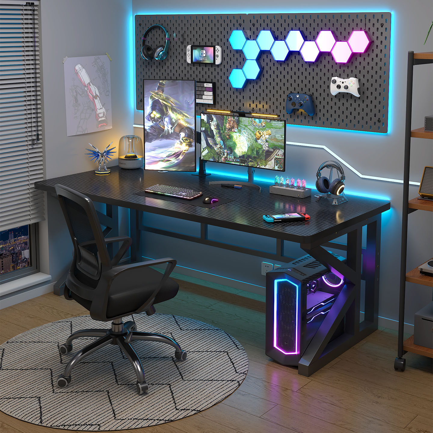 电脑桌台式卧室家用电竞桌书桌学生学习桌双人工作台简约办公桌子