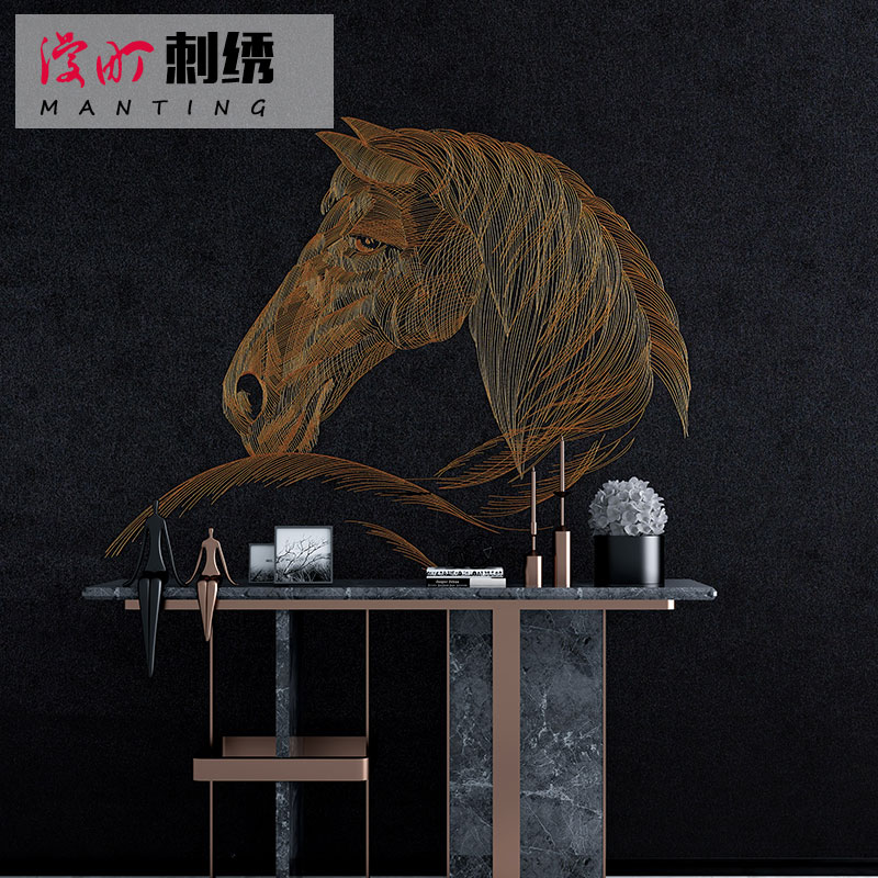 独绣高端刺绣轻奢无缝墙布电视沙无缝墙布/无缝壁布