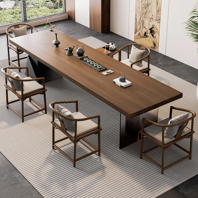 中式实木茶桌高端办公室接待大板