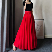 720度双层大摆裙垂感好雪纺演出裙跳舞长裙子广场舞练功新疆舞裙